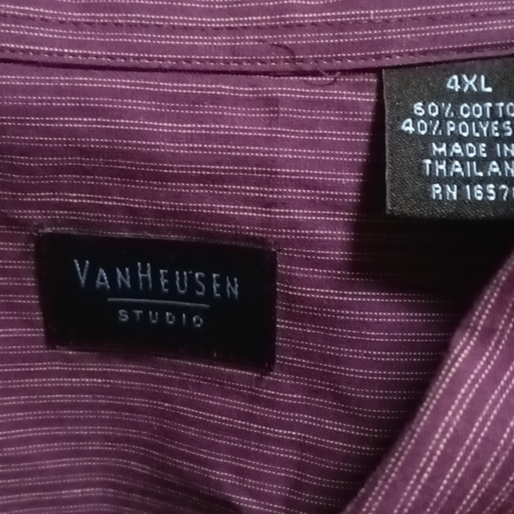 FINAL PRICE NWT VAN HEUSEN purple and white striped long sleeve shirt Size 4XL